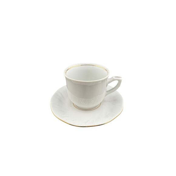 Southington by Baum Fine China Demitasse Cup & Saucer – Blanco Pattern - Picture 1 of 6